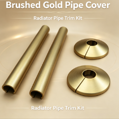 Kit de molduras de tubería de radiador de plástico dorado cepillado, funda de tubería dividida y anillo corrector de orificios de pared, juego de cubierta decorativa de tubería de calefacción con apariencia de Metal