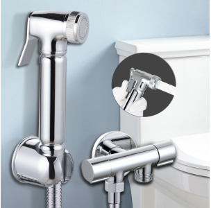 Rociador de bidé de mano de latón macizo con cabezal de ducha - Pistola de agua para limpieza de baños de alta presión