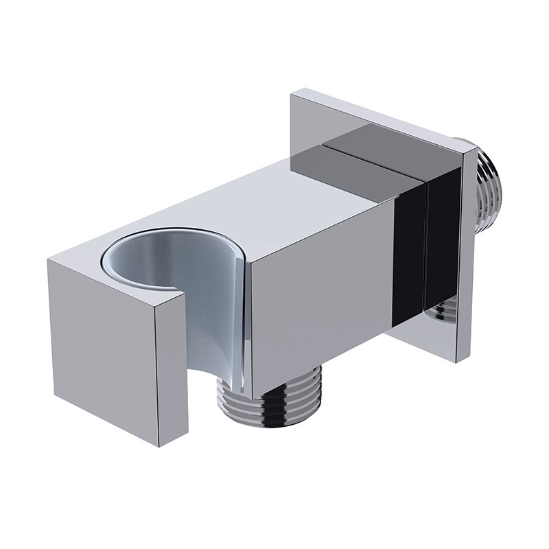Válvula de ángulo cuadrado de latón macizo con soporte de montaje, válvula de cierre de salida de pared de agua fría y caliente para grifo