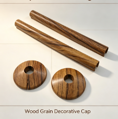 Juego de cubiertas decorativas para tuberías de plástico de grano de madera, anillo corrector de orificios para tuberías de radiador, collar de tubo dividido y manguito de tubería para decoración de tuberías de calefacción